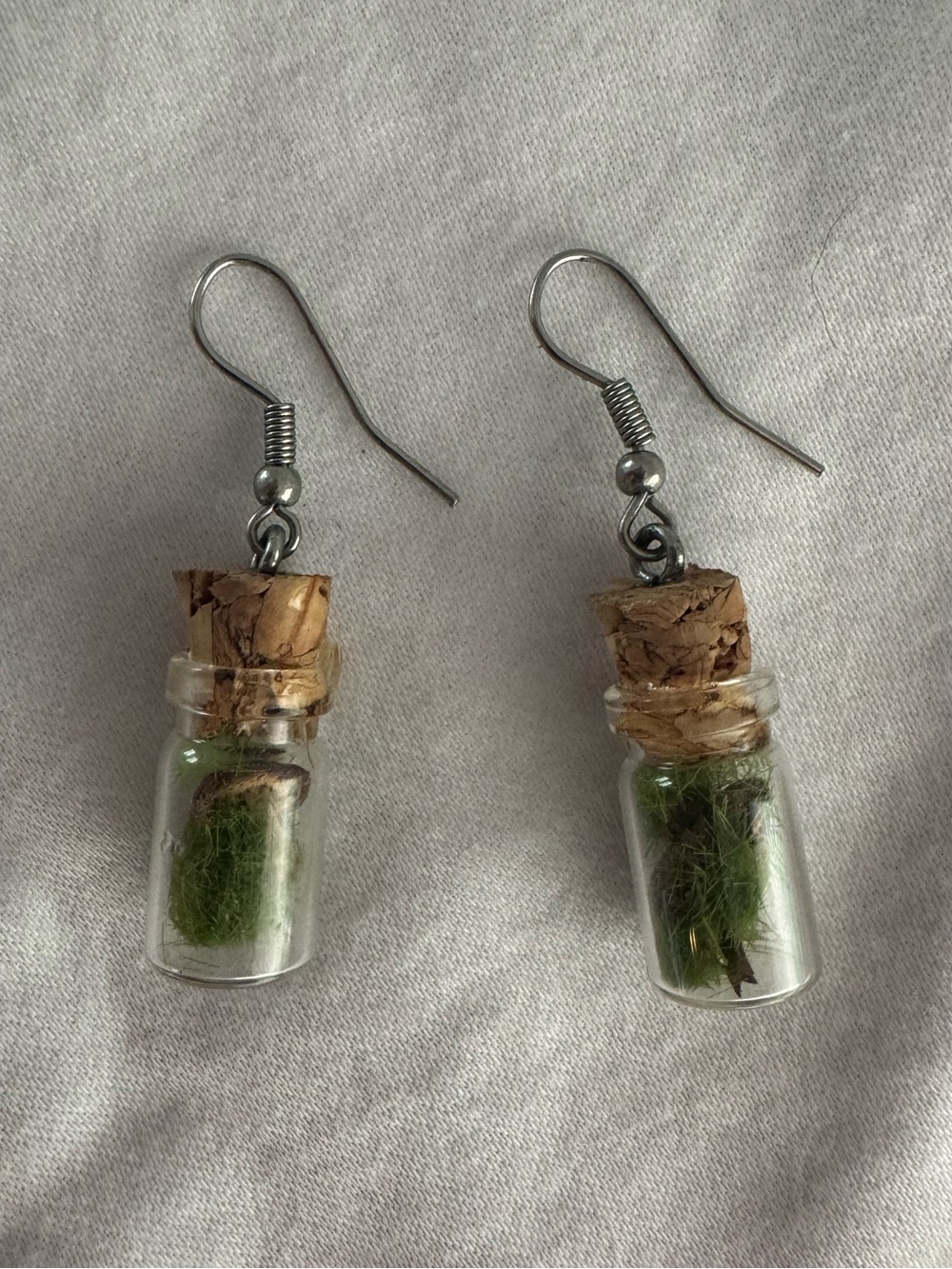 Handmade Tiny Mushroom Bottle Earrings